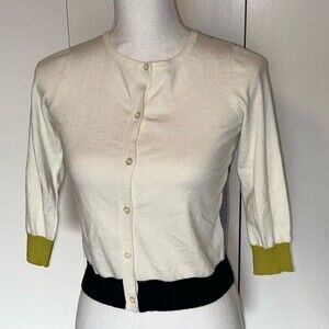Neely South moon under Ivory button up color block sweater crop size XS NWT